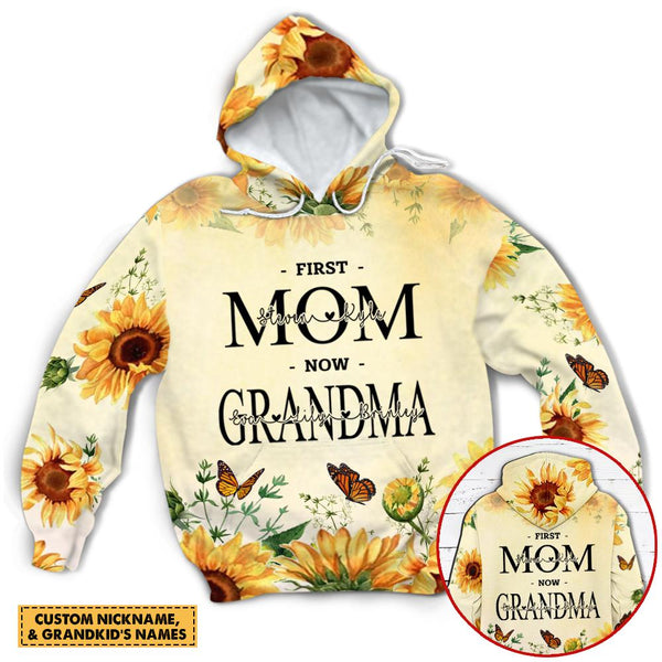 First Mom Now Grandma Sunflower Custom Name 3D All Over Print | For Men & Women | Adult | CN110-BehighStyle