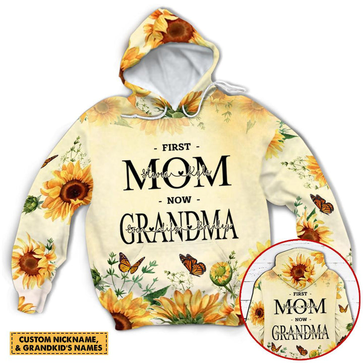 First Mom Now Grandma Sunflower Custom Name 3D All Over Print | For Men & Women | Adult | CN110-BehighStyle