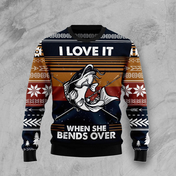 Fishing Man I Love It When She Bends Over Ugly Christmas Sweater | Adult | US2328
