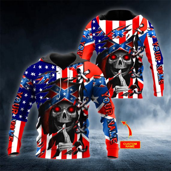 Flag Patriotic Skull Custom Name 3D All Over Print | For Men & Women | Adult | CN103-BehighStyle