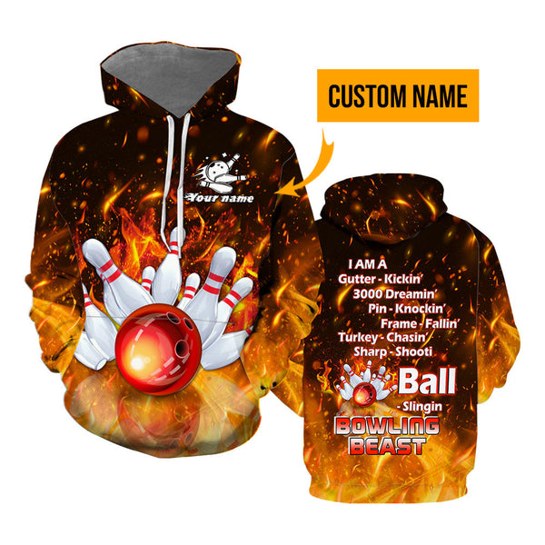 Flame Bowling Custom Name 3D All Over Print | Adult | CN352