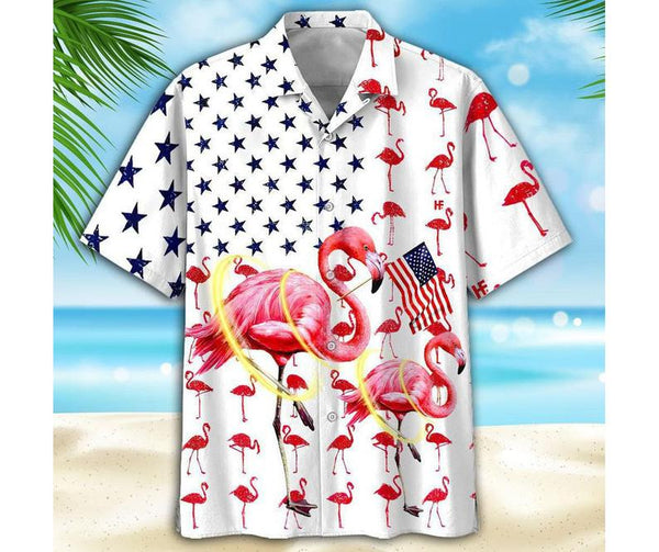 Flamingo American Flag 4th Of July Hawaiian Shirt | For Men & Women | HW1393-BehighStyle