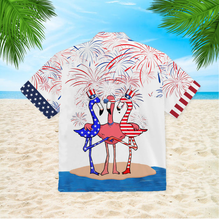 Flamingo American Flag Firework Hawaiian Shirt | For Men & Women | HW955-BehighStyle