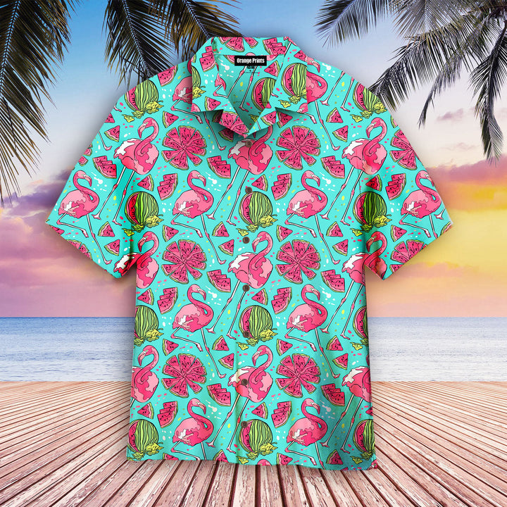 Flamingo And Watermelon Hawaiian Shirt | For Men & Women | HW2389-BehighStyle