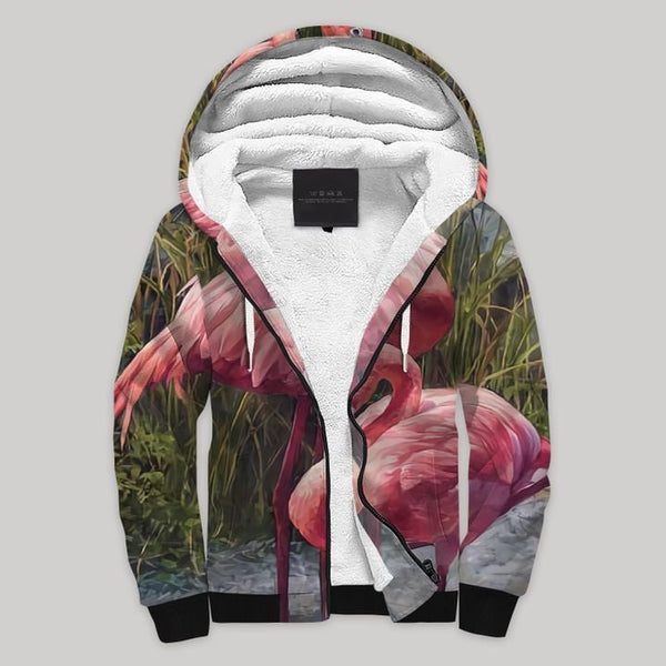 Flamingo Blanket Fleece Zip Hoodie All Over Print | FZ658
