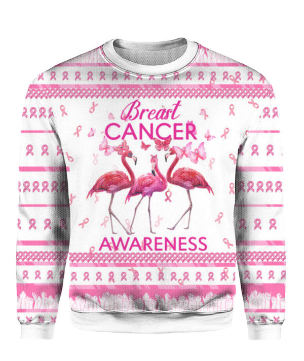 Flamingo Breast Cancer Awareness Ugly Christmas Sweater | For Men & Women | Adult | US1560-BehighStyle