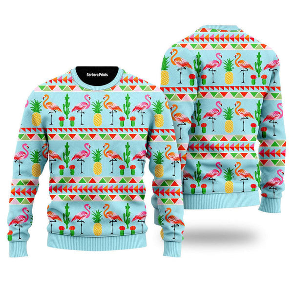 Flamingo Flamingle All The Way Pattern Ugly Christmas Sweater | Adult | US1996