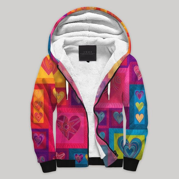Flamingo Heart Fleece Zip Hoodie All Over Print | FZ868