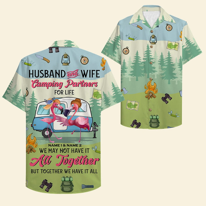 Flamingo Husband And Wife Hawaiian Shirt | For Men & Women | HW2548-BehighStyle