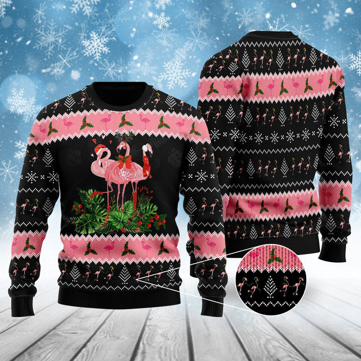 Flamingo Jingle Bell Tropical Ugly Christmas Sweater | For Men & Women | Adult | US1140-BehighStyle