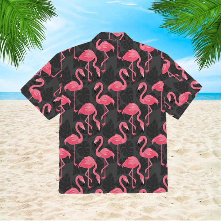 Flamingo On Dark Monstera Leaves Hawaiian Shirt | For Men & Women | HW418-BehighStyle