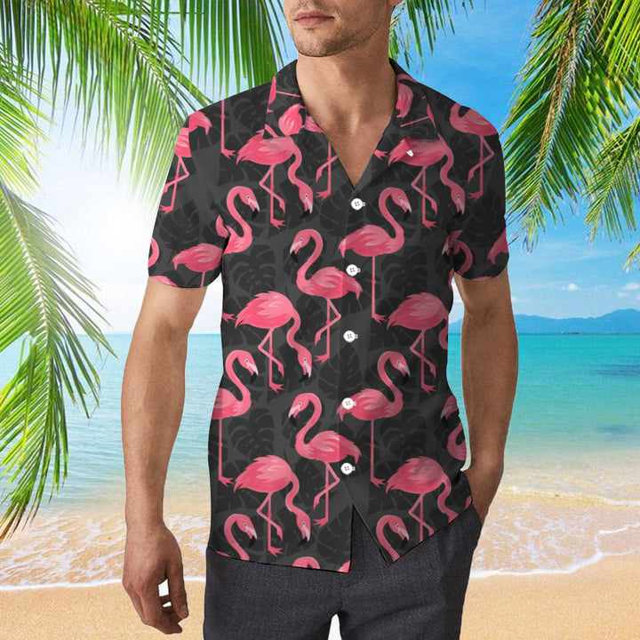 Flamingo On Dark Monstera Leaves Hawaiian Shirt | For Men & Women | HW418-BehighStyle