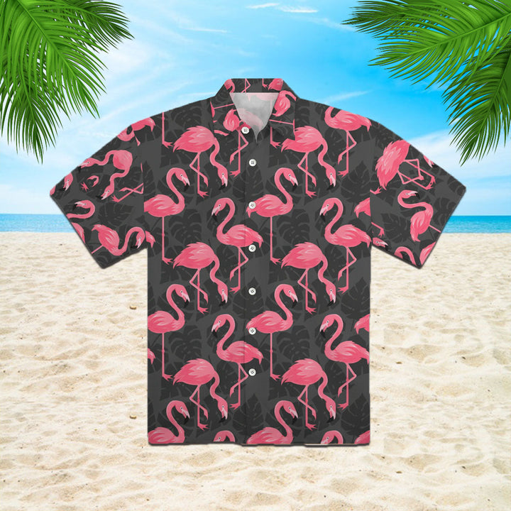 Flamingo On Dark Monstera Leaves Hawaiian Shirt | For Men & Women | HW418-BehighStyle