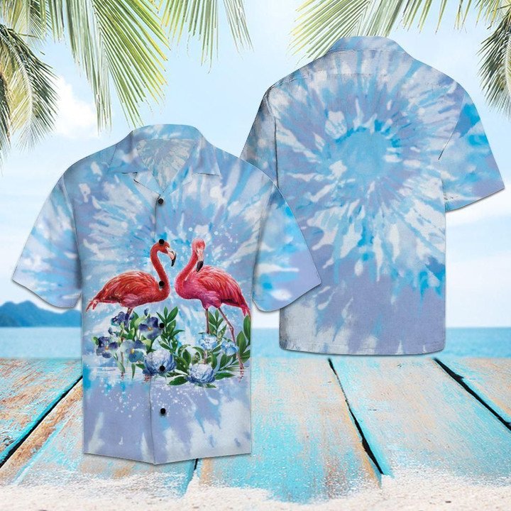 Flamingo Tie Dye Aloha Hawaiian Shirt | For Men & Women | HW1490-BehighStyle