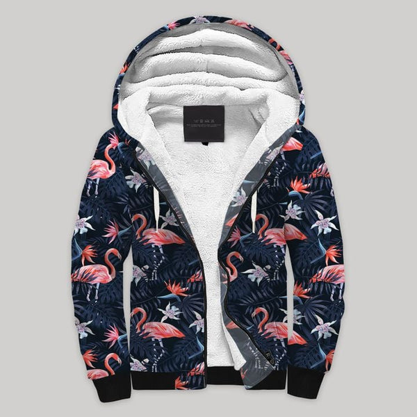 Flamingo Tropical Fleece Zip Hoodie All Over Print | FZ732