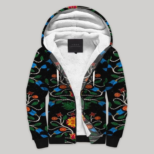 Floral Beadwork Fleece Zip Hoodie All Over Print | FZ906