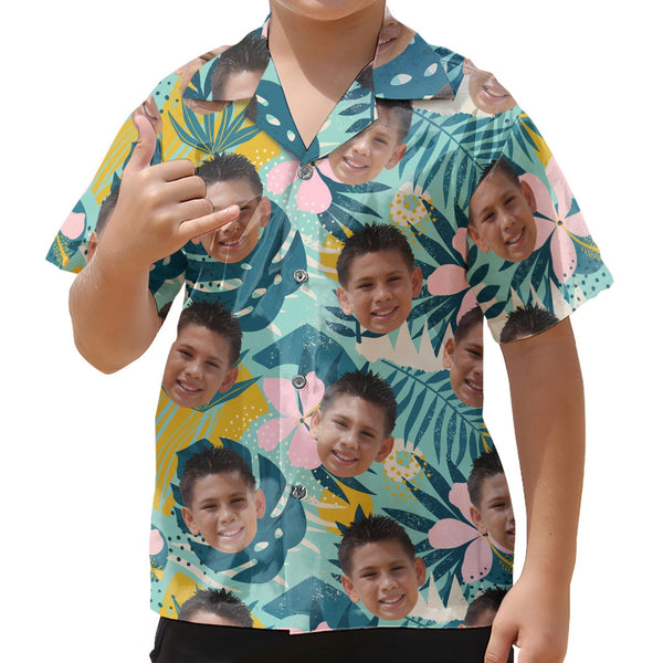 Flower And Men Face Custom Photo Hawaiian Shirt | P353
