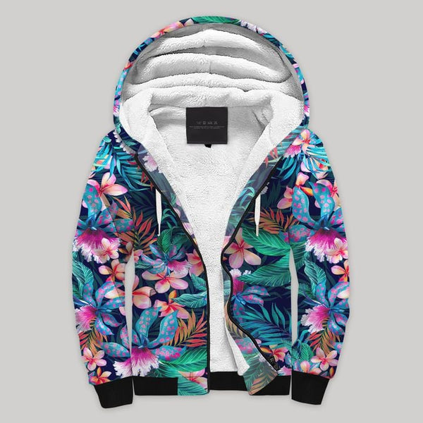 Flower Garden Tropical Fleece Zip Hoodie All Over Print | FZ731