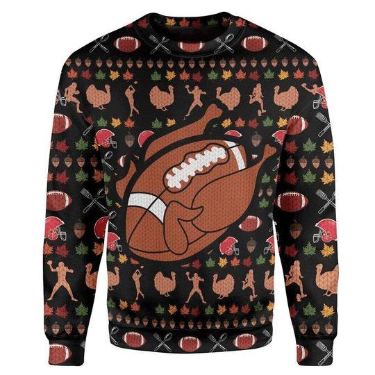 Football Turkey Thankgiving Ugly Christmas Sweater | Adult | US2090