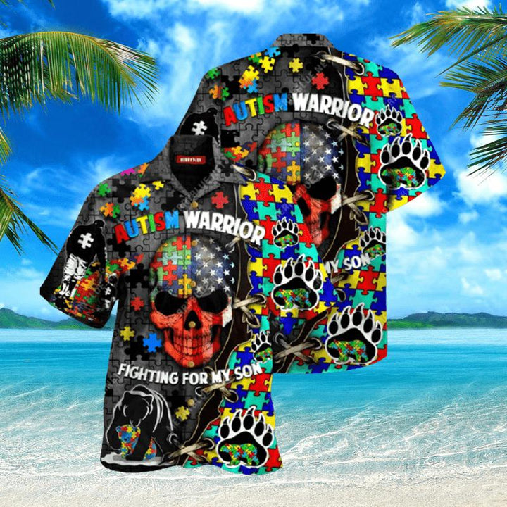 For My Son Warrior Fighting Autism Awareness Hawaiian Shirt | For Men & Women | HW2529-BehighStyle