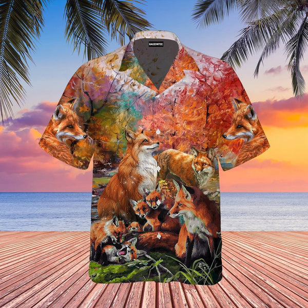 Fox Hunting Under The Autumn Flowers Forest Hawaiian Shirt | For Men & Women | HW1856-BehighStyle