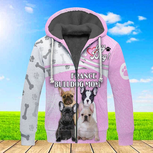 France Bulldog Mom Fleece Zip Hoodie All Over Print | For Men & Women | FZ182-BehighStyle