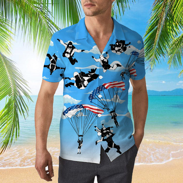 Free Skydiving American Flag Patriotism Aloha Hawaiian Shirt | For Men & Women | HW666-BehighStyle