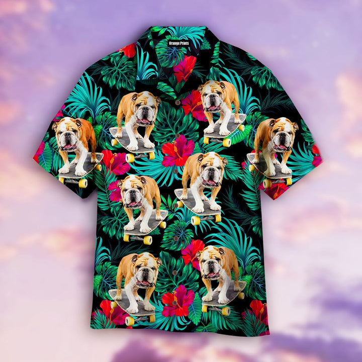 French Bulldog On Skateboard Floral Aloha Hawaiian Shirt | For Men & Women | HW582-BehighStyle