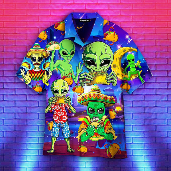 Funny Aliens Eat Tacos On Their Planet Hawaiian Shirt | For Men & Women | WT2048-BehighStyle