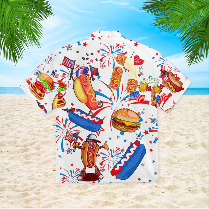 Funny American Hot Dog 4th Of July Independence Day Hawaiian Shirt | For Men & Women | HW337-BehighStyle