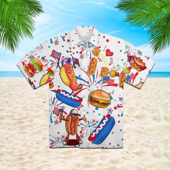 Funny American Hot Dog 4th Of July Independence Day Hawaiian Shirt | For Men & Women | HW337-BehighStyle