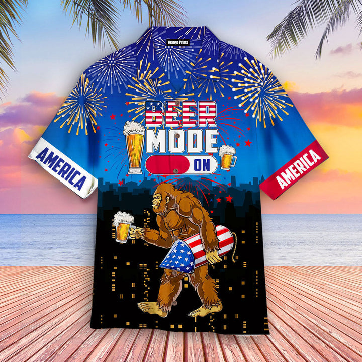 Funny Beer Mode On Bigfoot Fireworks Aloha Hawaiian Shirt | For Men & Women | HW820-BehighStyle