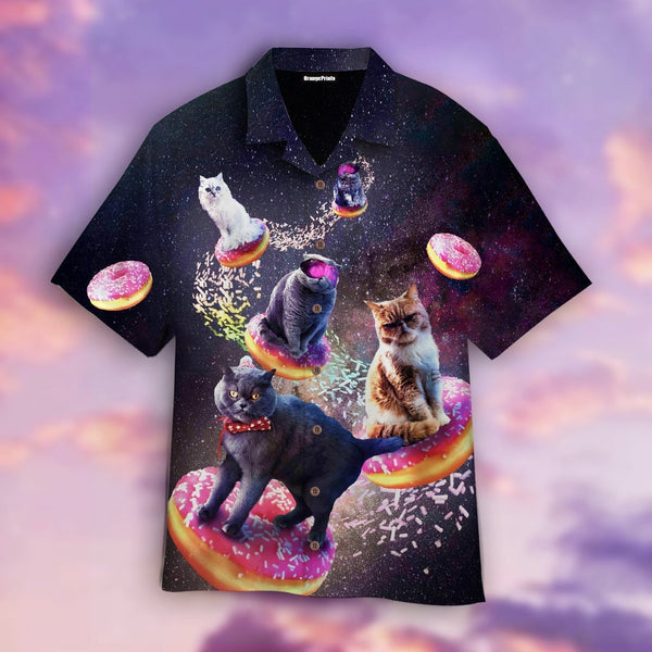 Funny Cat In Space Donuts Aloha Hawaiian Shirt | For Men & Women | HW619-BehighStyle