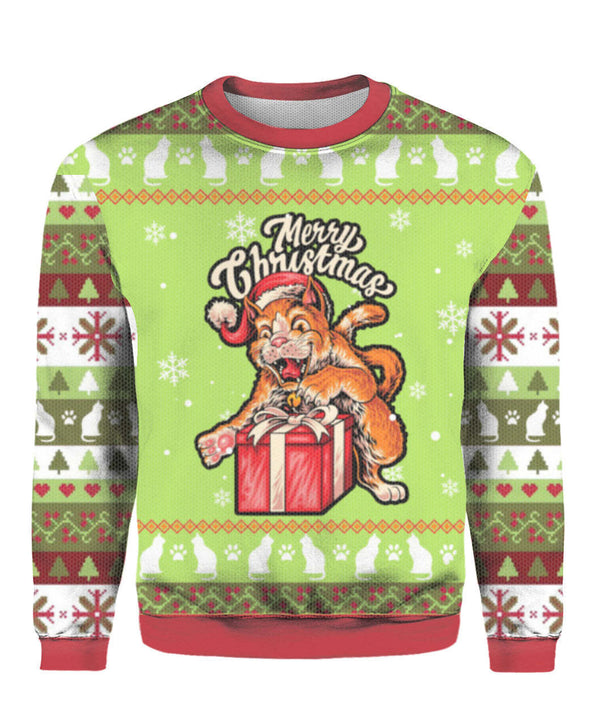 Funny Cat Merry Christmas Ugly Christmas Sweater | For Men & Women | Adult | US1559-BehighStyle