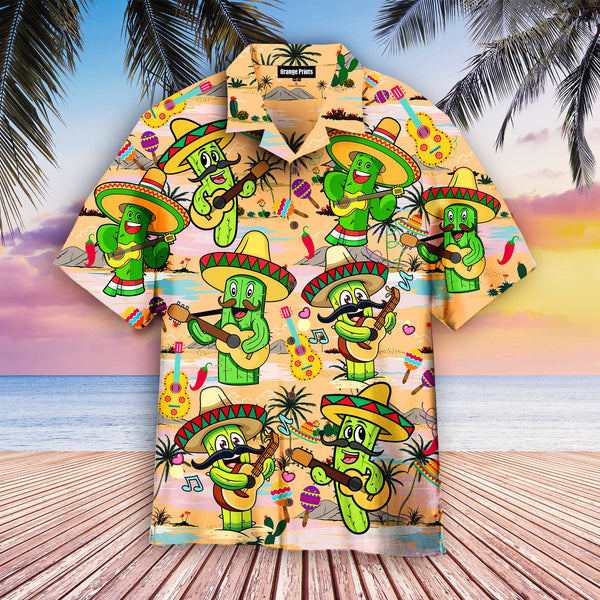 Funny Catus Playing Guitar Cinco De Mayo Aloha Hawaiian Shirt | For Men & Women | HW512-BehighStyle