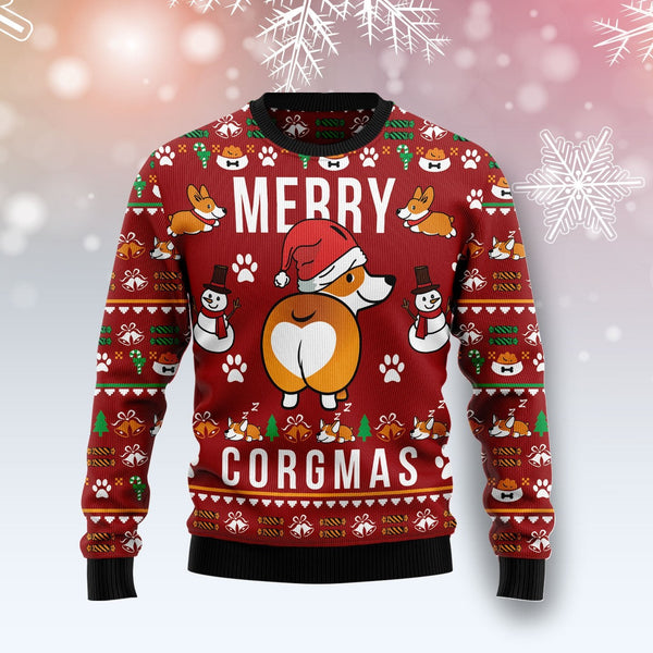 Funny Corgi Dog Merry X-mas Ugly Christmas Sweater | Adult | US1848