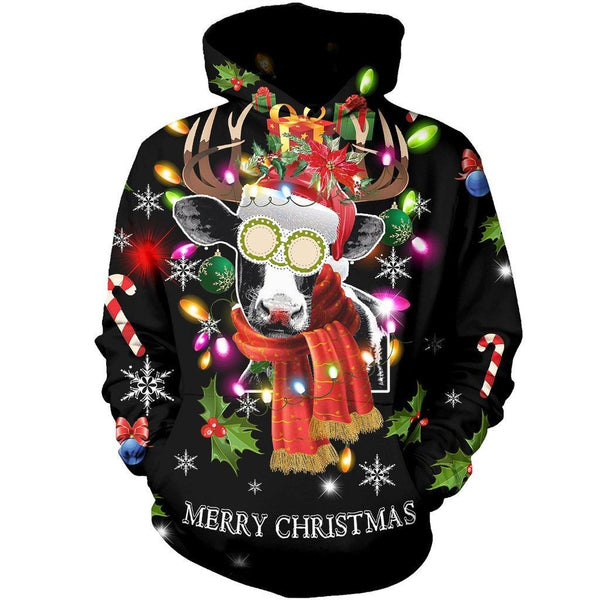 Funny Cow With Pair Of Horns Merry Christmas 3D All Over Print | Adult | HP2377