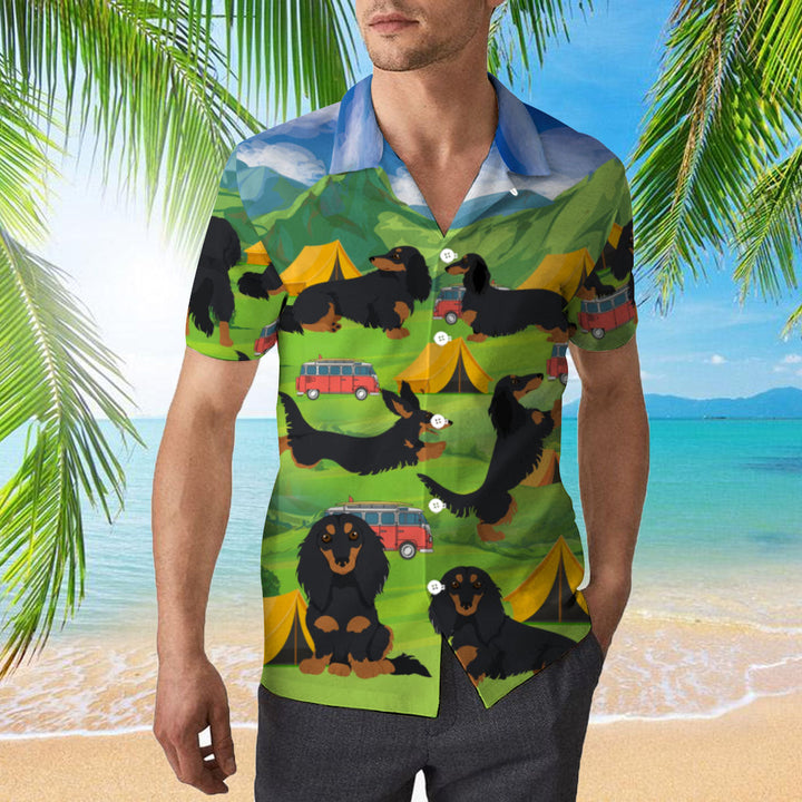 Funny Dachshund Camping Hawaiian Shirt | For Men & Women | HW2175-BehighStyle