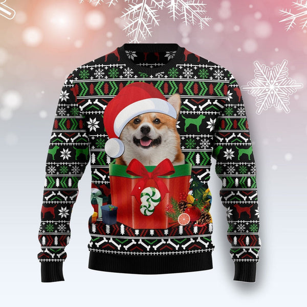 Funny Dog In The Gift Box Ugly Christmas Sweater | For Men & Women | Adult | US1096-BehighStyle