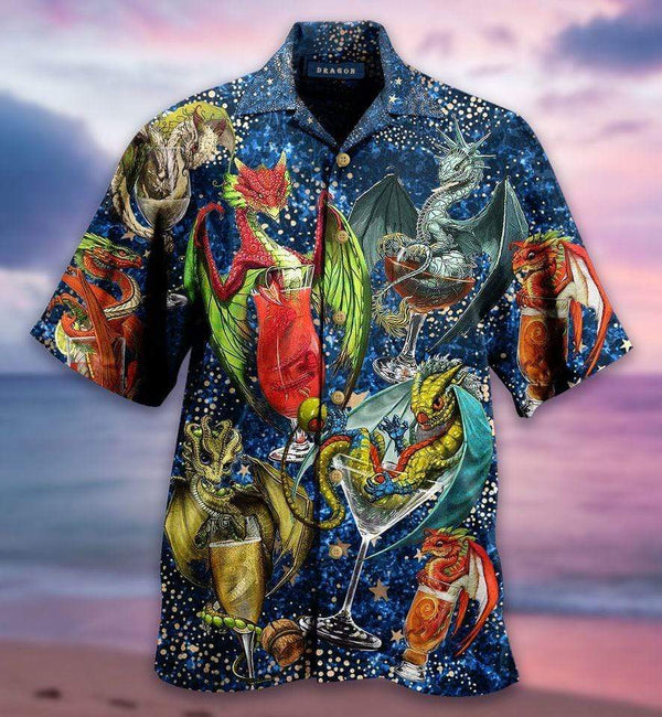 Funny Dragon With Cocktail Galaxy Unisex Hawaiian Shirt | For Men & Women | HW274-BehighStyle