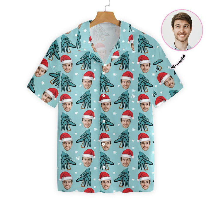 Funny Face Christmas Tree Custom Photo Hawaiian Shirt | For Men & Women | P106-BehighStyle