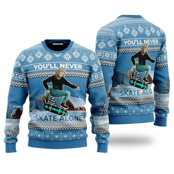 Funny Jesus Skateboarding Ugly Christmas Sweater | Adult | US2520