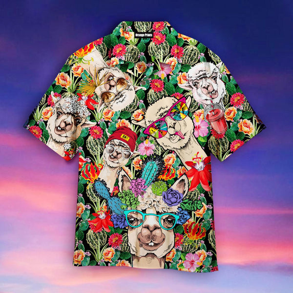 Funny Llama Coulourful Hawaiian Shirt | HW3196