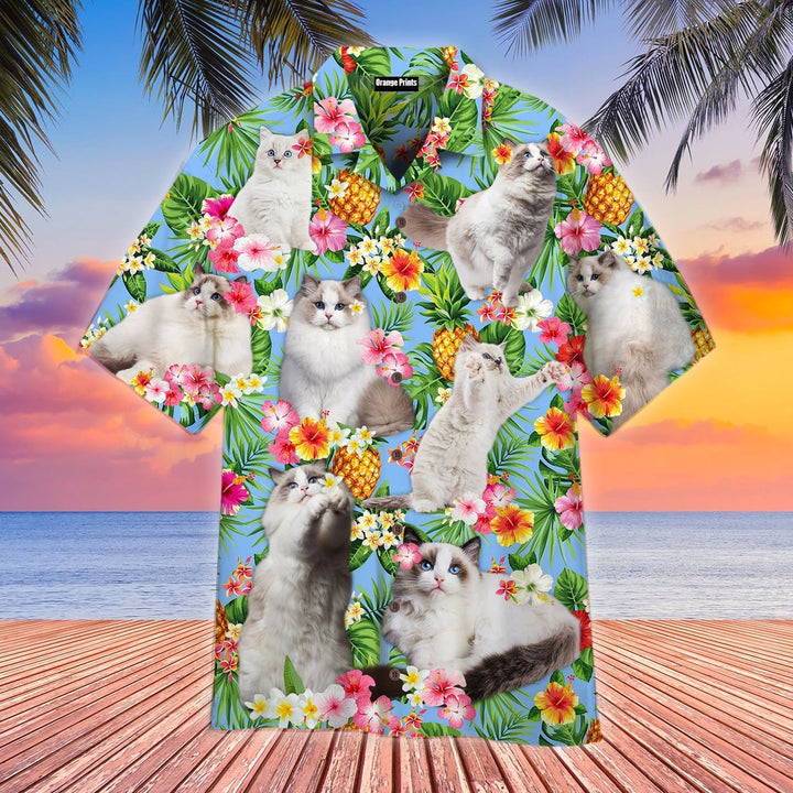 Funny Pagdoll Cat Pinapple Tropical Aloha Hawaiian Shirt | For Men & Women | HW551-BehighStyle