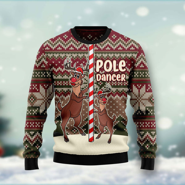 Funny Pole Dancer Reindeer Ugly Christmas Sweater | For Men & Women | Adult | US1045-BehighStyle