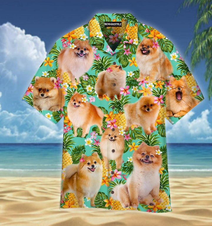 Funny Pomeranian Dog Pinapple Tropical Aloha Hawaiian Shirt | For Men & Women | WT1745-BehighStyle