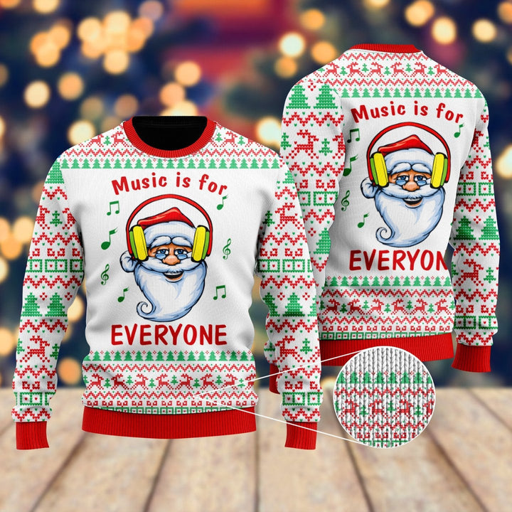 Funny Santa Music Is For Everyone Ugly Christmas Sweater | For Men & Women | Adult | US1095-BehighStyle