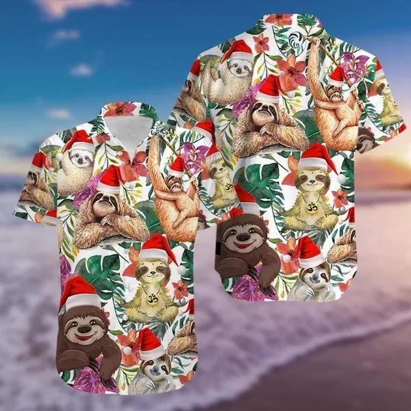 Funny Sloth Merry Christmas Aloha Hawaiian Shirt | For Men & Women | HW495-BehighStyle