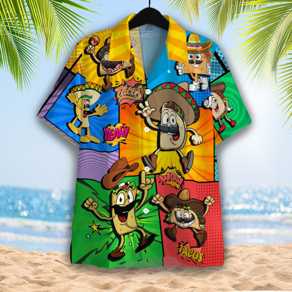 Funny Taco On Pop Art Hawaiian Shirt | For Men & Women | HW2083-BehighStyle