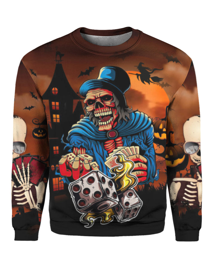 Gambling Skeleton Skull Halloween 3D All Over Print | For Men & Women | Adult | HP1045-BehighStyle